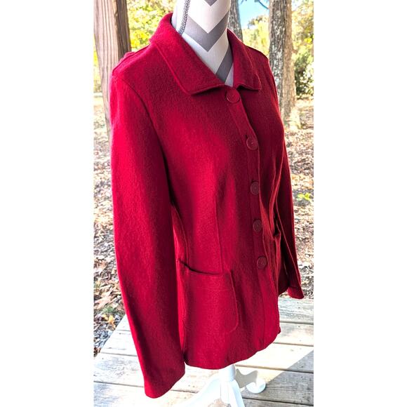 Geiger Vtg Red Button Up Cardigan Blazer Darted Jacket Wool 40 Austria Medium - Picture 4 of 13
